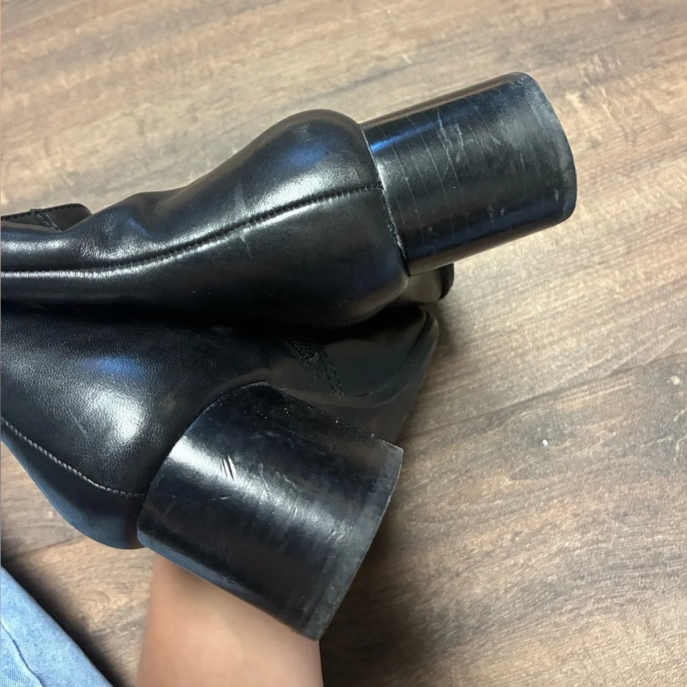 Nine West Black Leather Ankle Boots - Picture 4 of 6